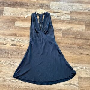 Vintage Victorias Secret black silk halter dress M